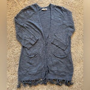 Sonoma Women’s Open Front Fringe Cardigan 3/4 Sleeves Size Petite XS